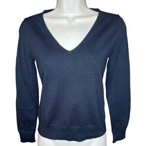 Made in Italy Black Wool Blend Sweater with Rhinestone Elbows Size 42